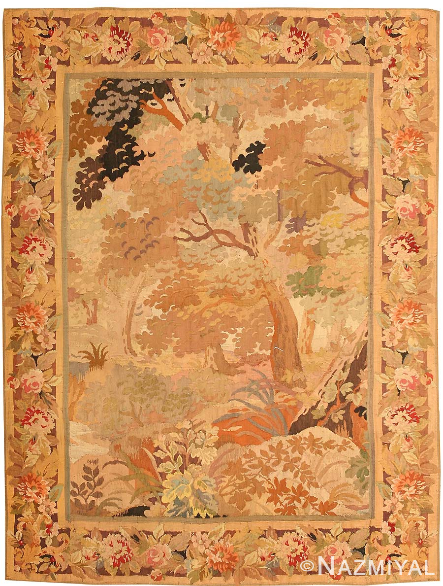 Antique French Tapestry Rug 43808 Detail/Large View