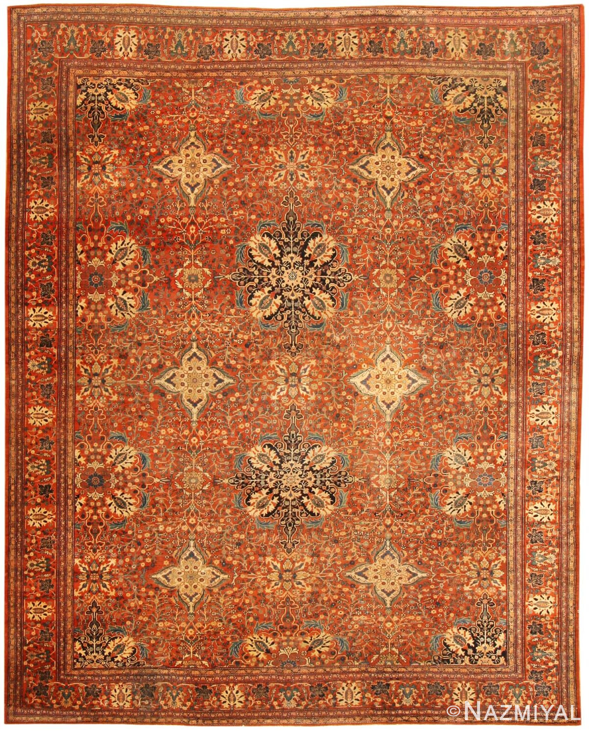 Antique Sarouk Farahan Persian Rug 43353 Nazmiyal