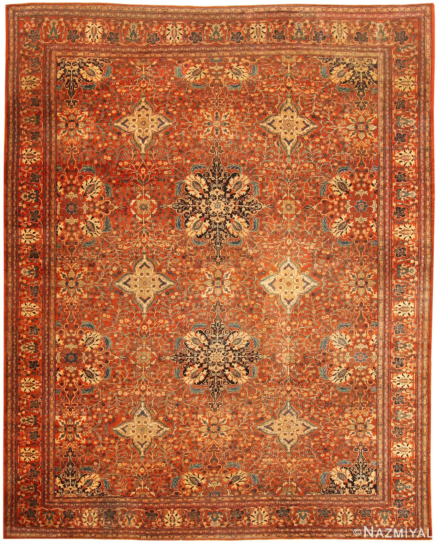 Antique Sarouk Farahan Persian Rug 43353 Nazmiyal