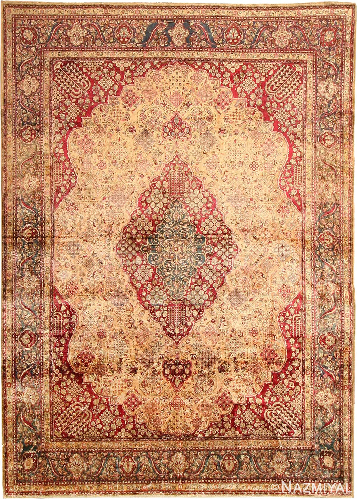 Silk Kashan Persian Rug 43058 Nazmiyal Antique Rugs