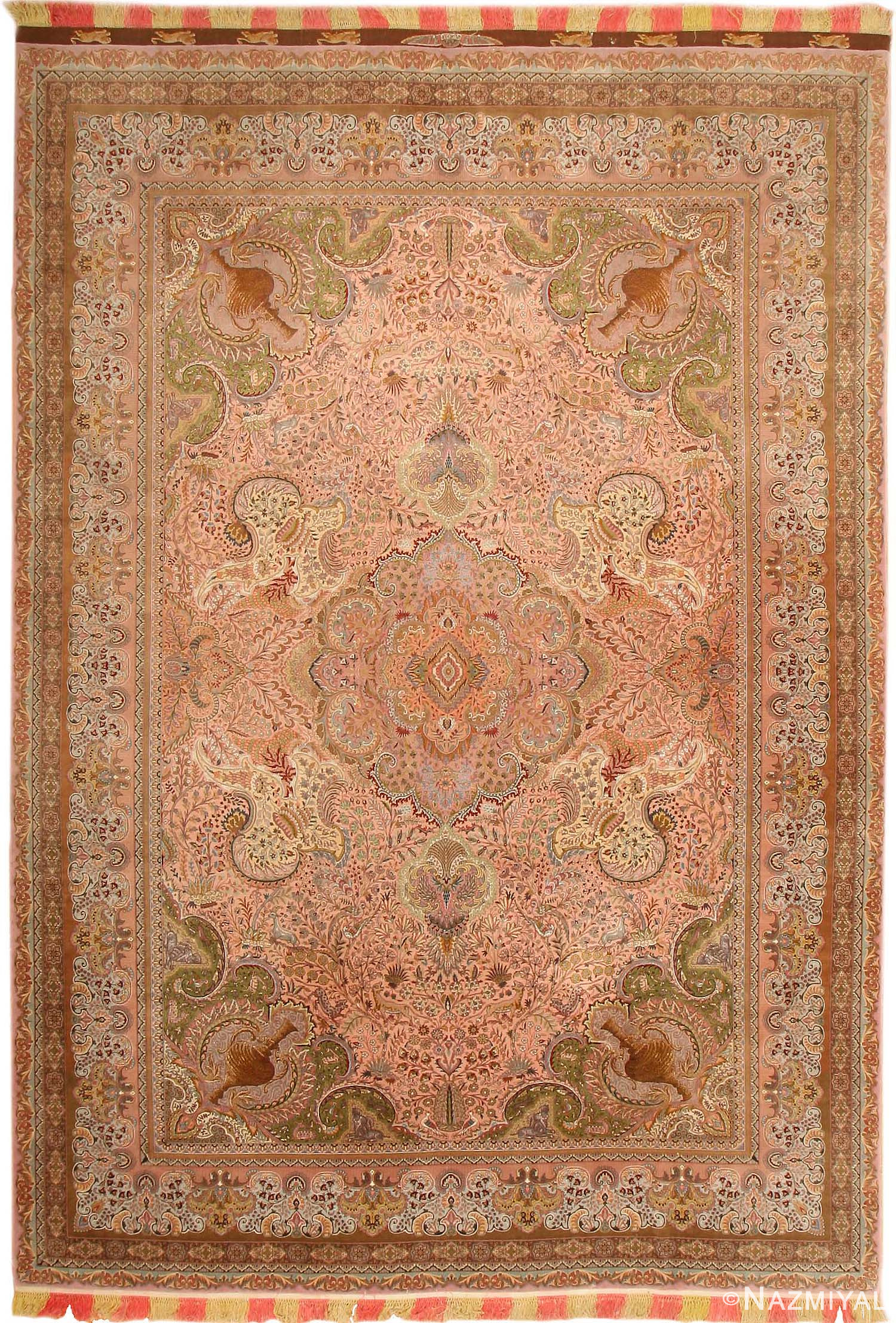 Silk and Wool Tabriz Persian Rug 43565 Detail/Large View