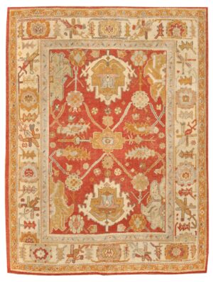 Antique Oushak Turkish Rug 44536 Nazmiyal Antique Rugs