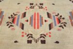 Field Vintage Art Deco Indian rug 44915 by Nazmiyal