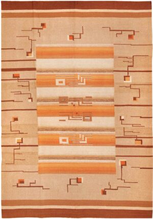 Flat Woven Room Size Vintage Swedish Kilim Rug #3372 by Nazmiyal Antique Rugs