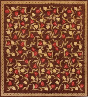 Square Antique Savonnerie French Rug #44949 by Nazmiyal Antique Rugs
