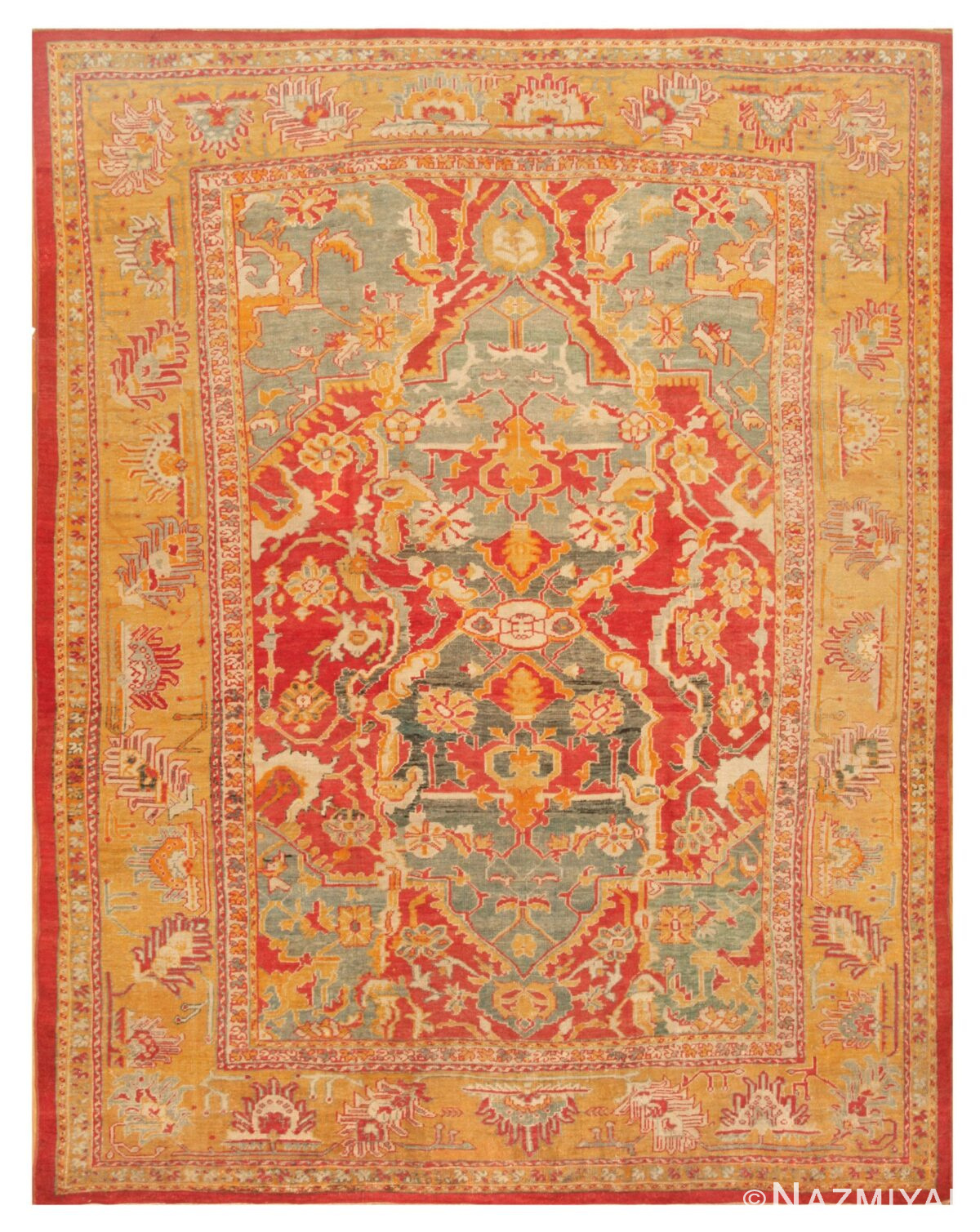 Antique Oushak Turkish Rug 44475 Detail/Large View