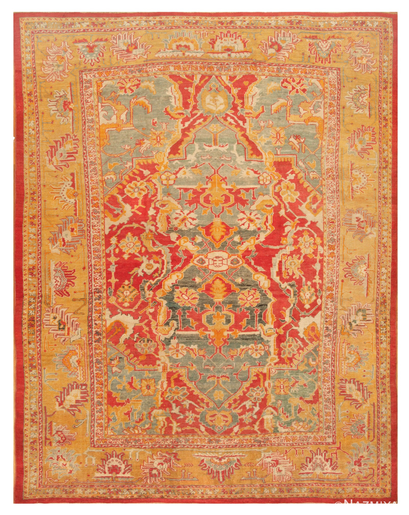 Antique Oushak Turkish Rug 44475 Detail/Large View