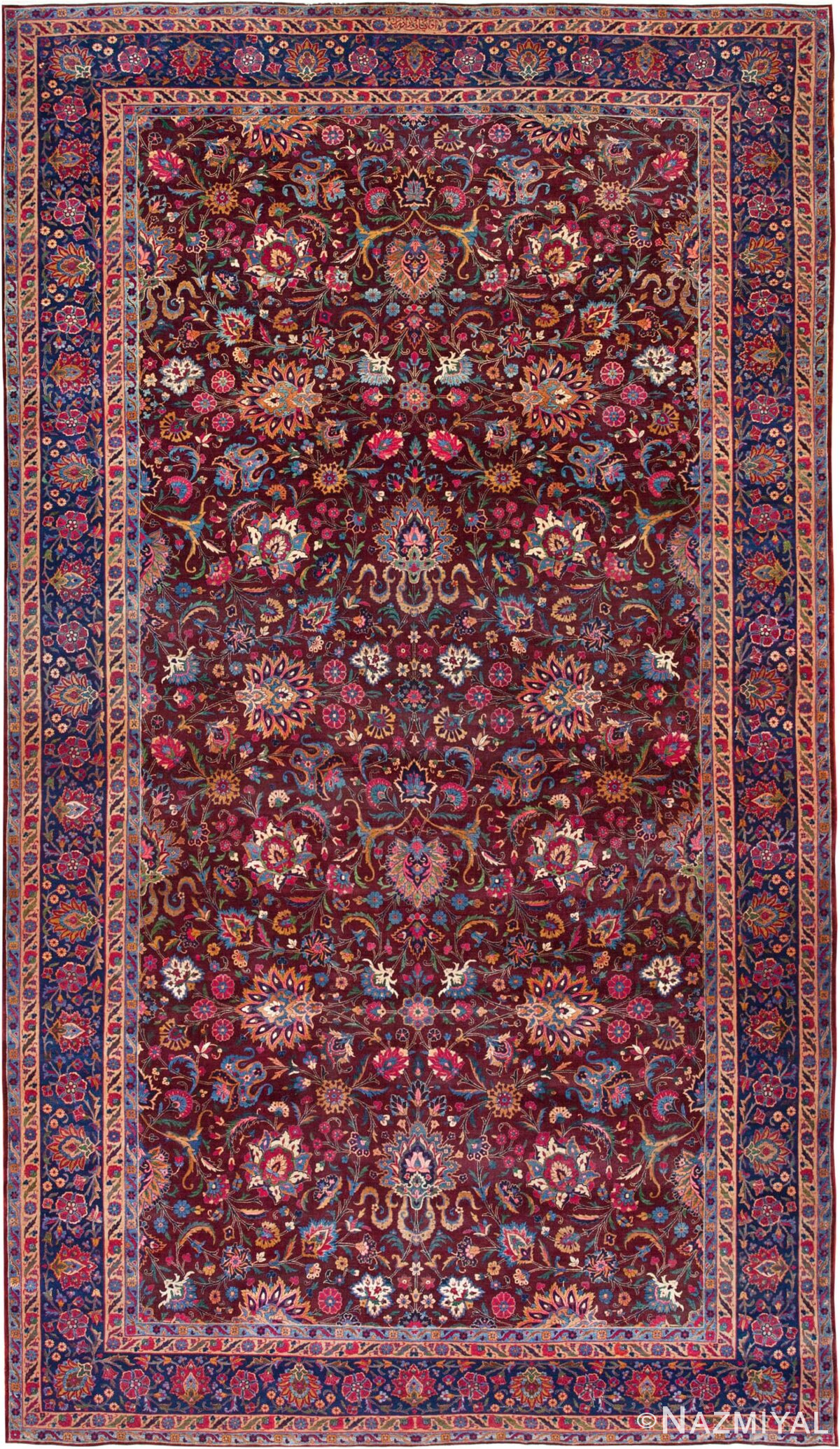 Oversized Antique Aubergine Persian Kerman Area Rug #44830 by Nazmiyal Antique Rugs