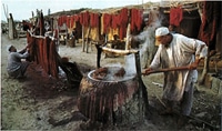 Dyeing wool for Persian rugs
