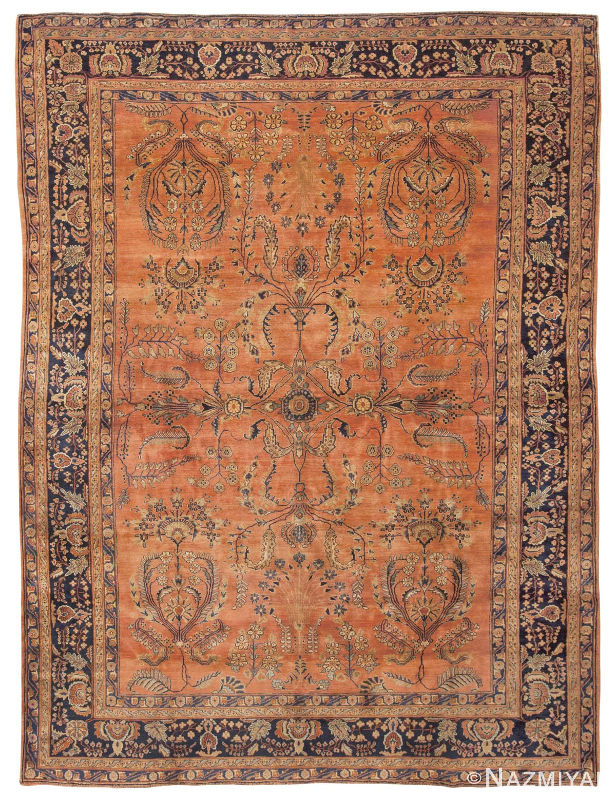 Antique Sarouk Mohajeran Indian Rug 43574 Nazmiyal Antique Rugs