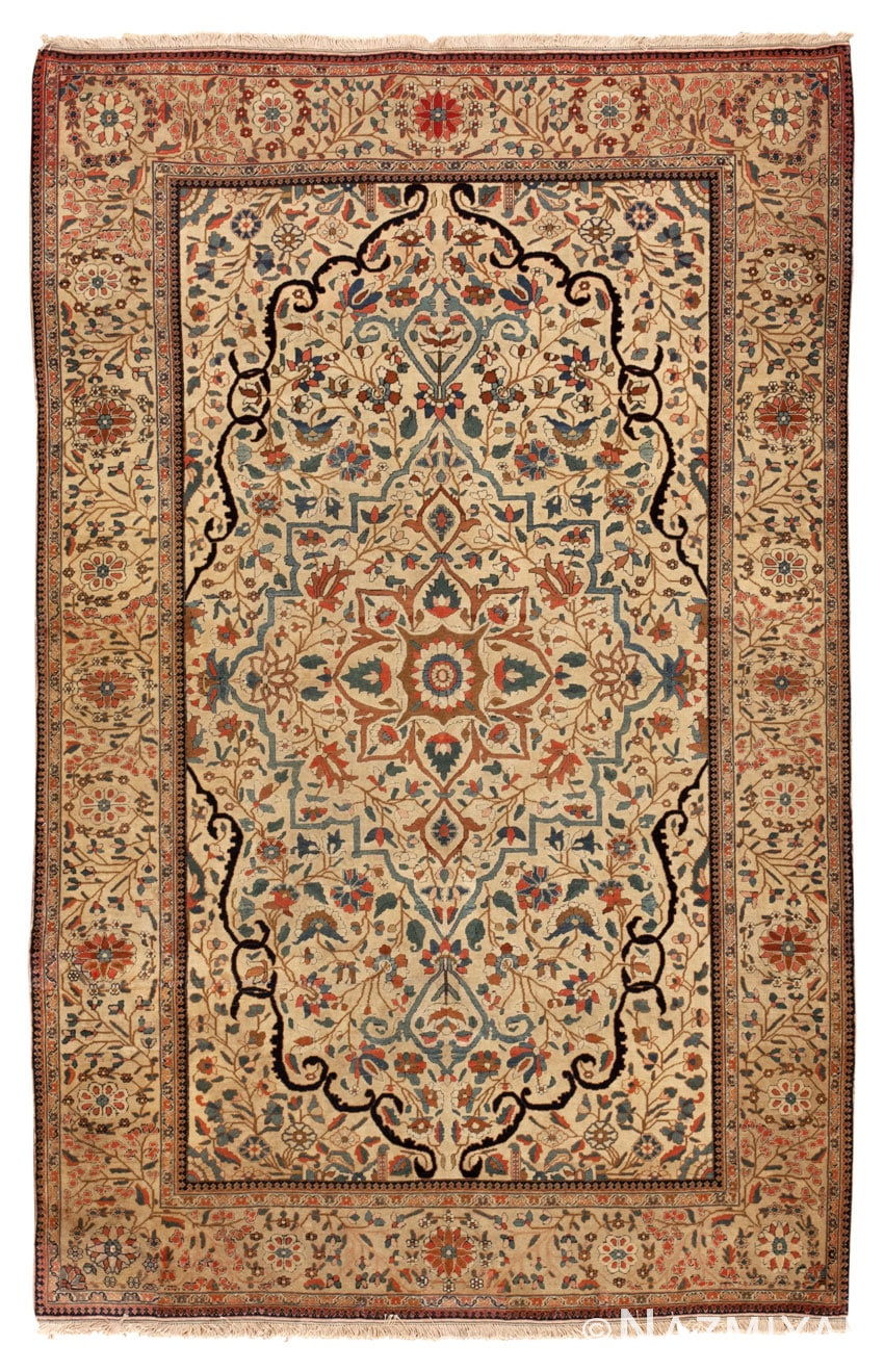 Antique Kashan Mohtashem Persian Rug 45257 Nazmiyal Antique Rugs