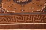 Border Antique Brown Mongolian rug 44894 by Nazmiyal