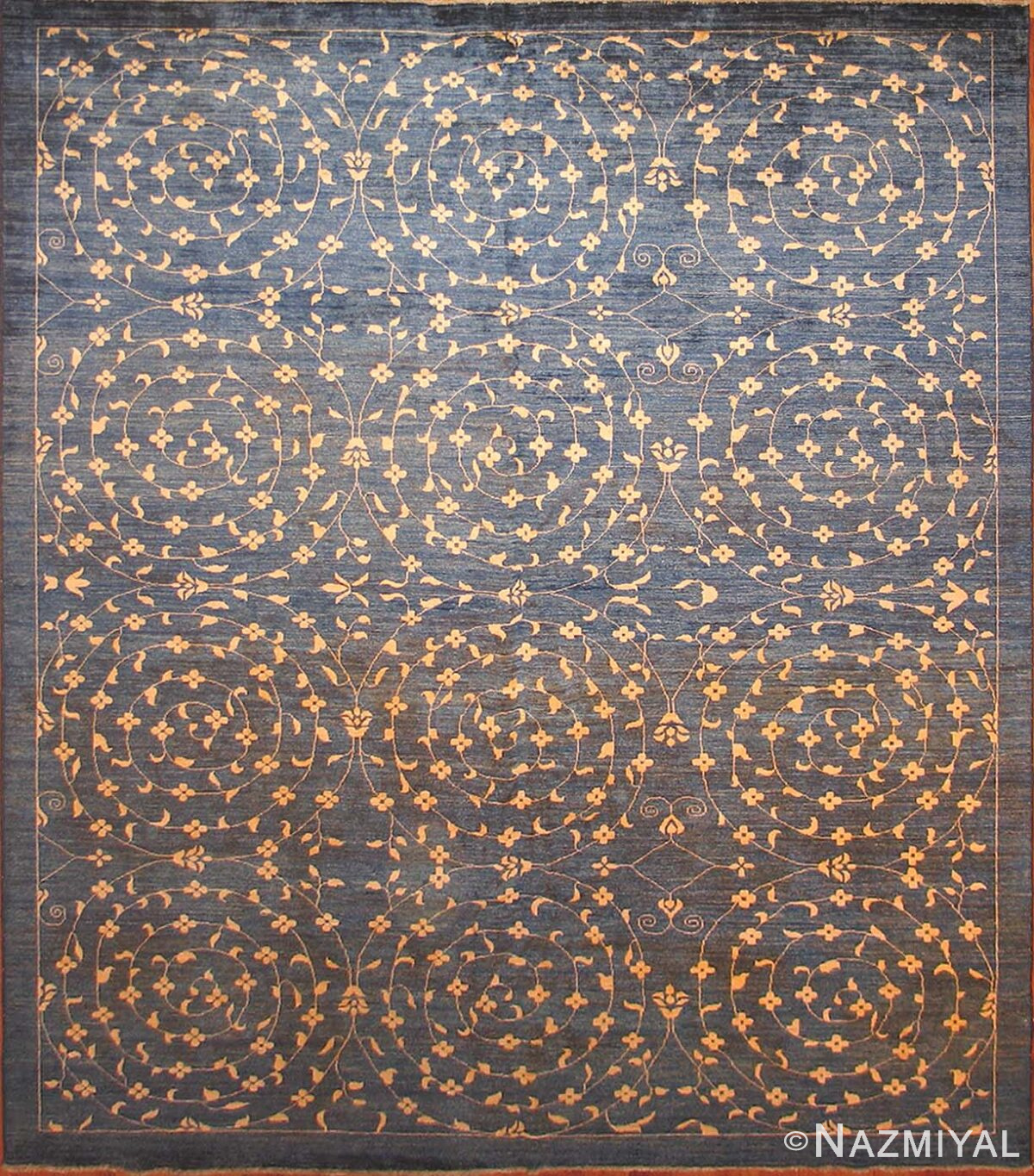 Blue Floral Modern Oriental Indian Area Rug 18603 Nazmiyal Antique Rugs
