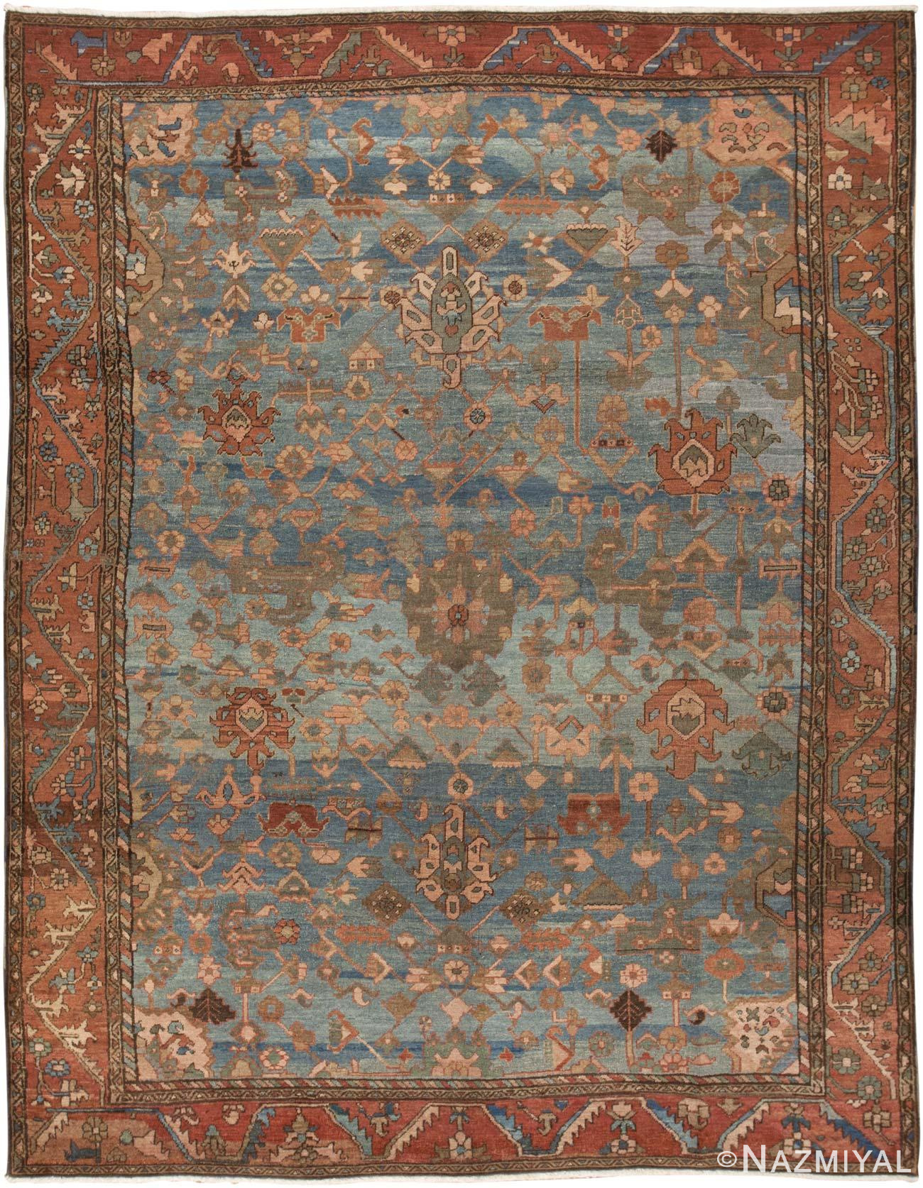 Antique Tribal Light Blue Heriz Rug #45483 by Nazmiyal Antique Rugs