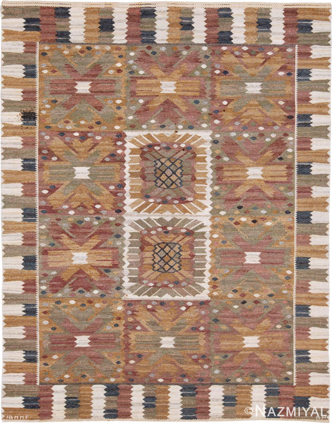 Vintage Swedish Kilim Scandinavian Rug 45505 Detail/Large View