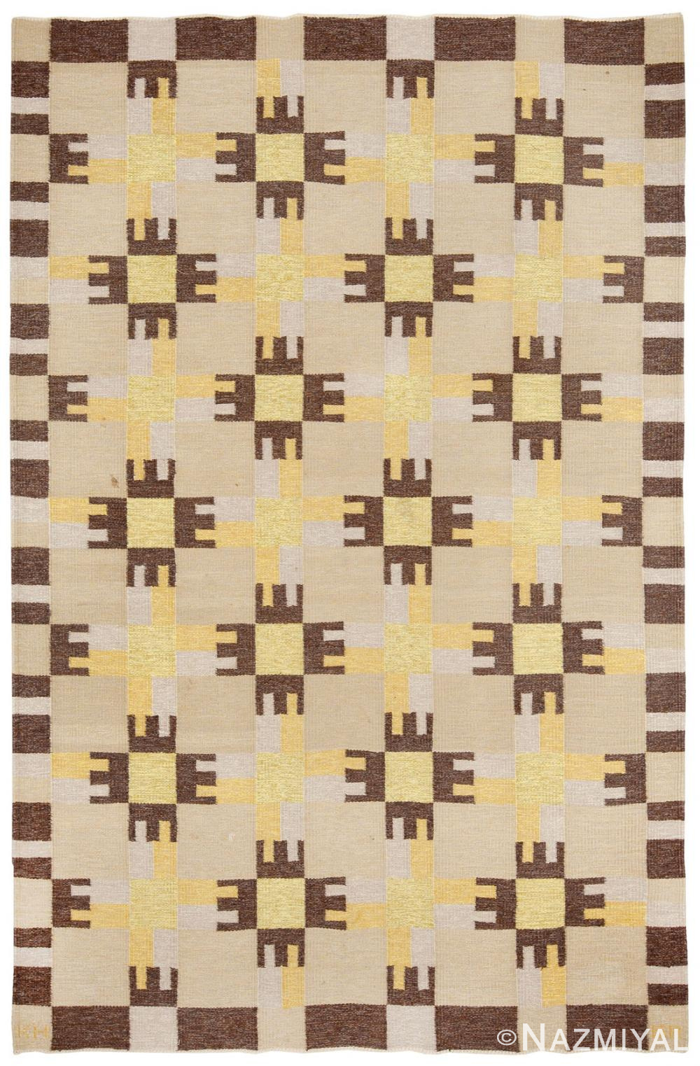 Vintage Swedish Kilim Scandinavian Rug 45507 Detail/Large View