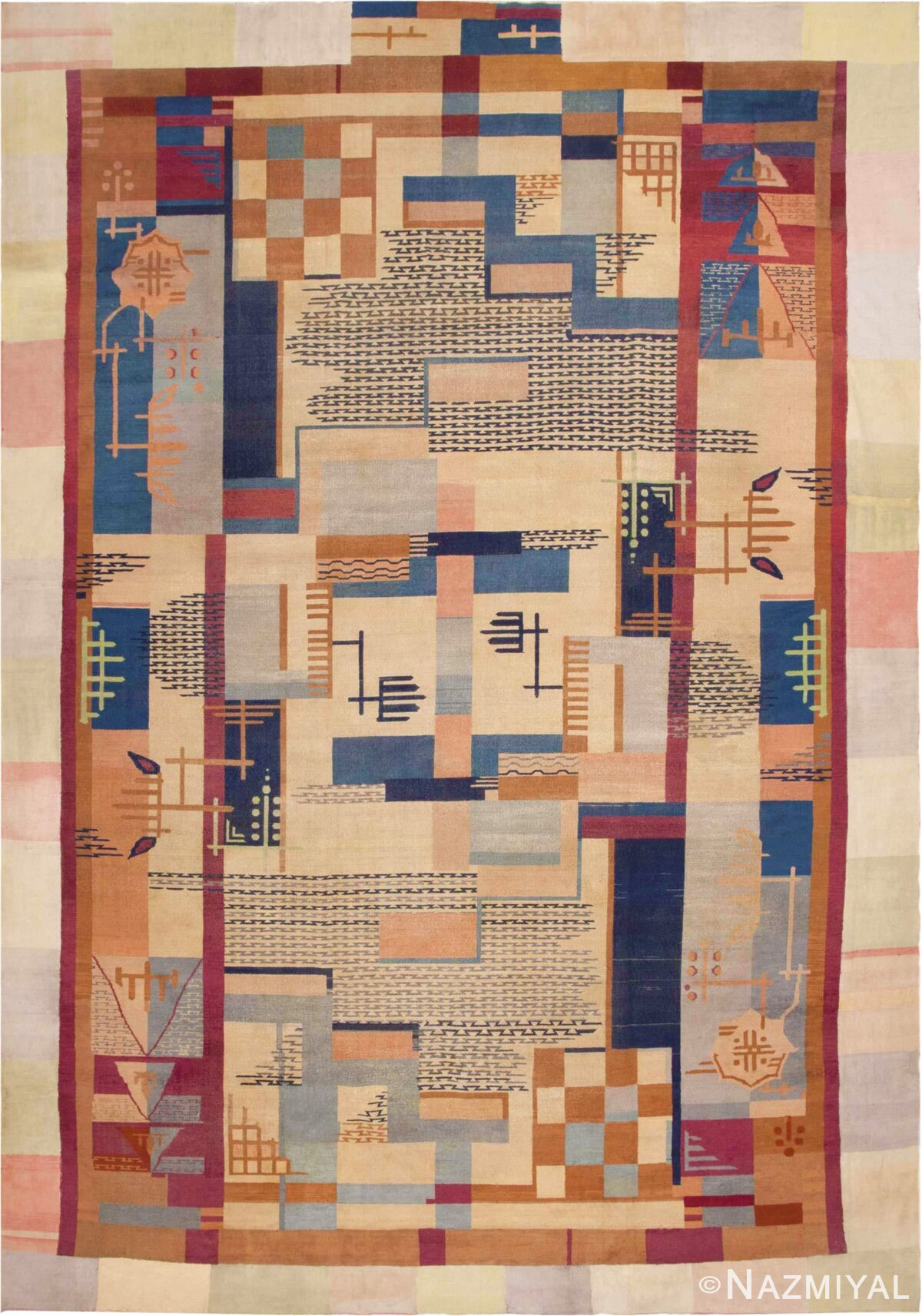 Large Antique Art Deco Indian Rug #44979 by Nazmiyal Antique Rugs