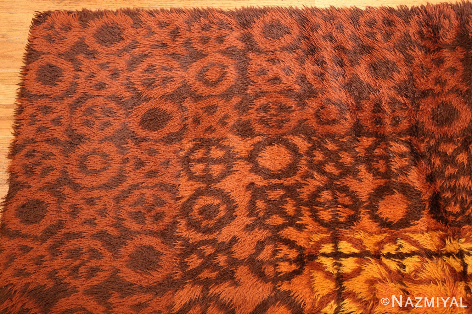 vintage scandinavian rya rug 45530 corner Nazmiyal