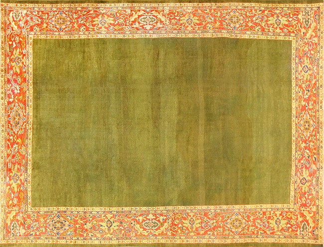 Green Sultanabad Rug For This Year's Panton Color Of The Year Green Sultanabad Rug For This Year's Panton Color Of The Year - Nazmiyal