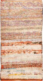 Small Vintage Mid Century Rag Texture Moroccan Carpet #45696 by Nazmiyal Antique Rugs