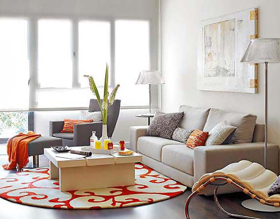 Tangerine Tango Color Accent Round Rug Tangerine Tango Color Accent Round Rug - Nazmiyal