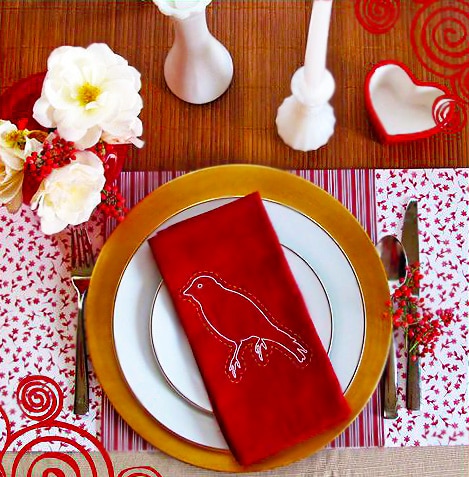 Red and White Valentines Day Country Style Table Setting Red and White Valentines Day Country Style Table Setting by Nazmiyal