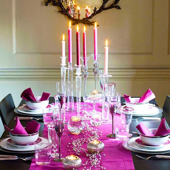 Romantic Candle Lit Purple Valentines Day Table Setting Romantic Candle Lit Purple Valentines Day Table Setting by Nazmiyal