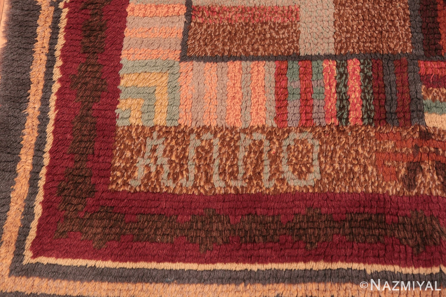 Corner Vintage Scandinavian Swedish Rya rug 45786 by Nazmiyal