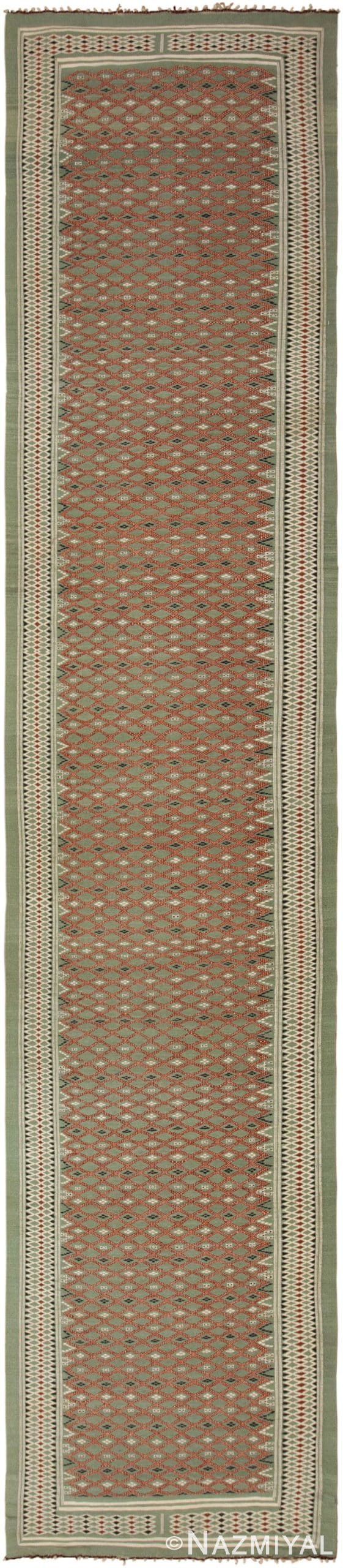 Green Vintage Swedish Runner Rug 45793 by Nazmiyal