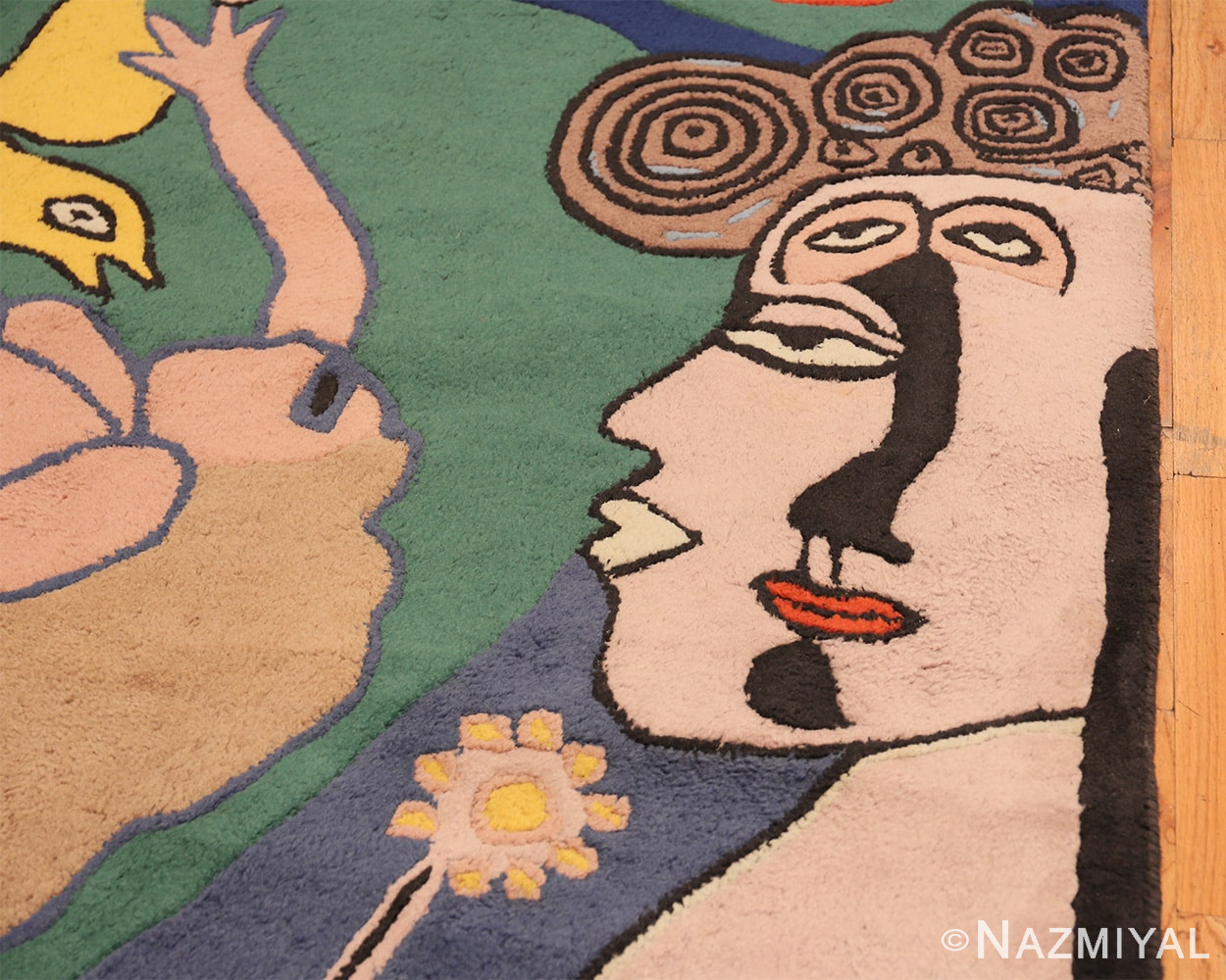 Detail vintage Swedish rug designed by Corneille 45797 Nazmiyal collection
