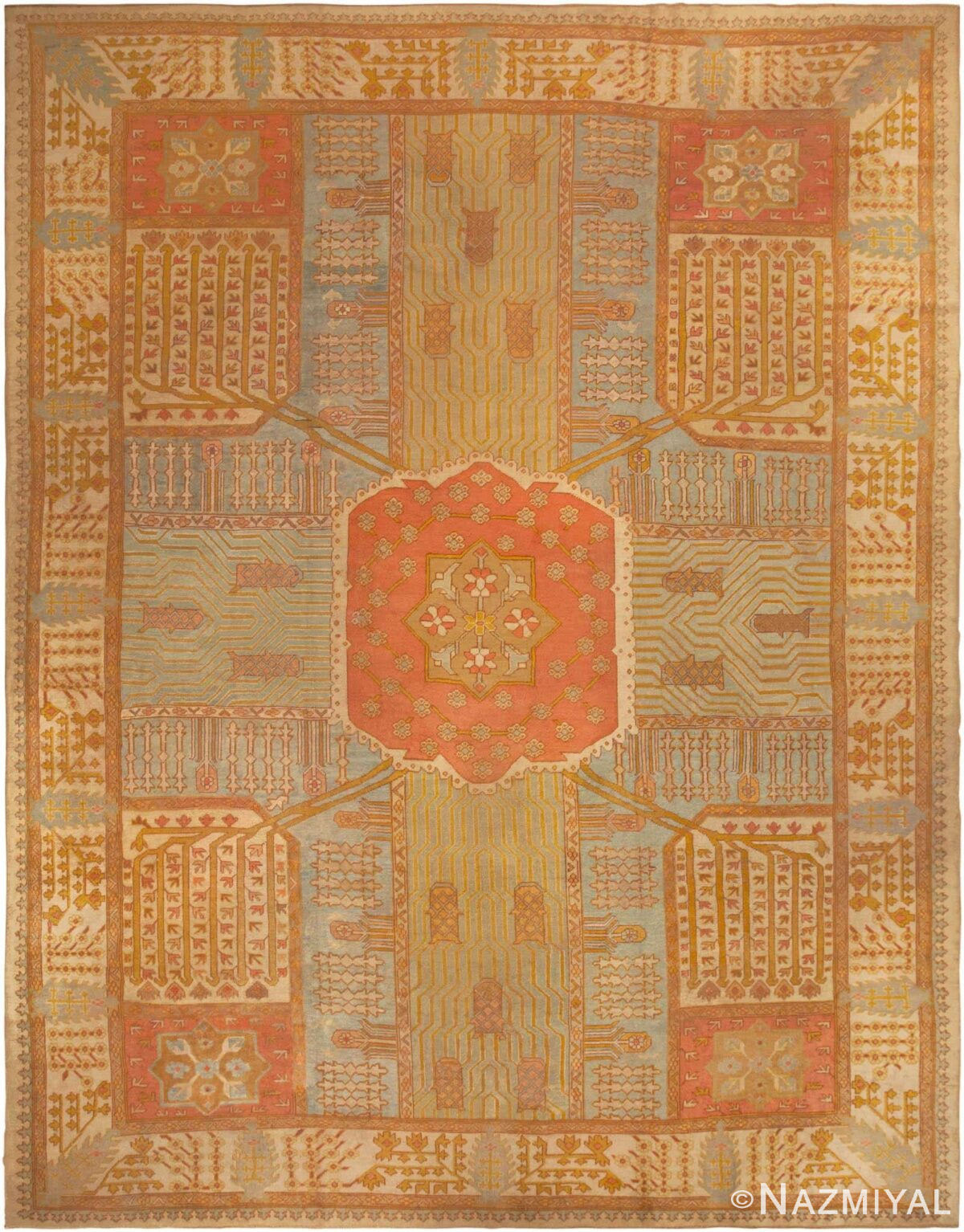 Antique Oushak Rug 44442 Nazmiyal Antique Rugs