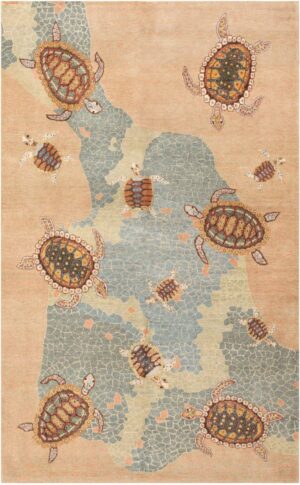 Modern Turkish Sea Turtle Area Rug #46085 by Nazmiyal Antique Rugs