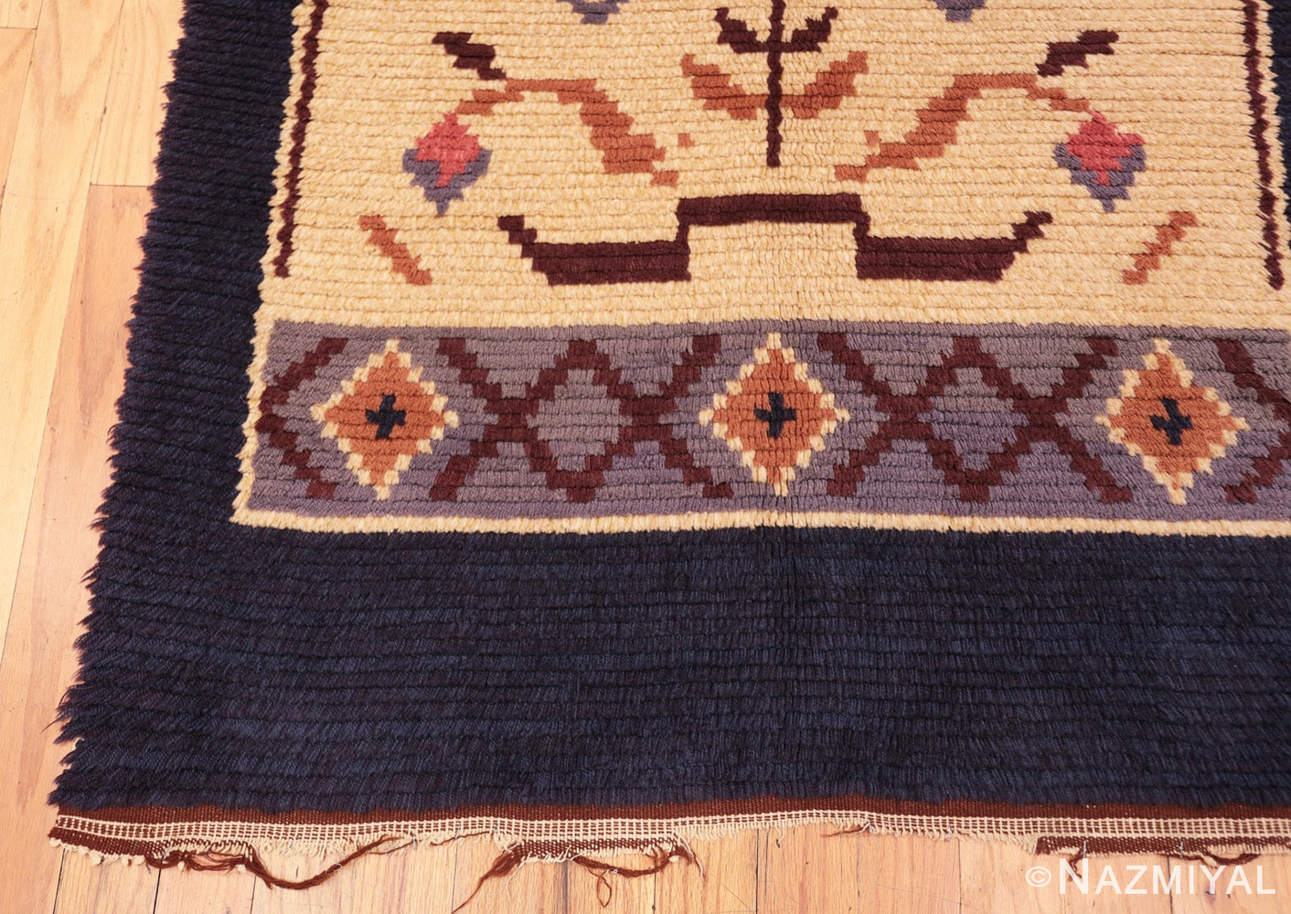Corner Vintage Swedish design by Barbro Springchorn rug 46144 from the Nazmiyal collection