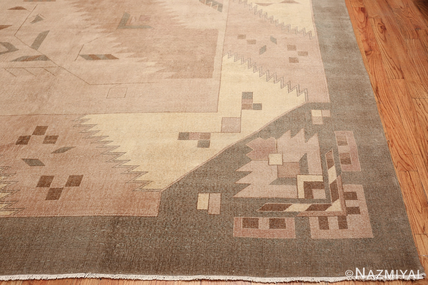 Large Oversized Geometric Art Deco Indian Vintage Rug 44926 Side Corner Nazmiyal