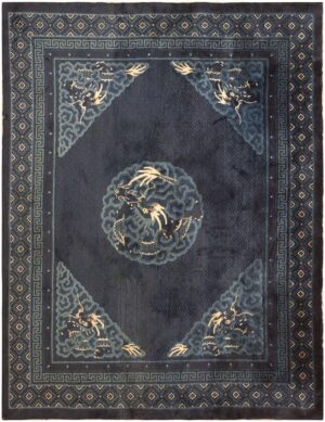 Blue Colored Antique Chinese Rug 46242 Nazmiyal Antique Rugs