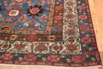 Oversized Blue Antique Persian Malayer Geometric Rug 45761 Side Corner Nazmiyal