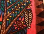 vintage velvet print scandinavian rug by stig lindberg 46237 owl Nazmiyal