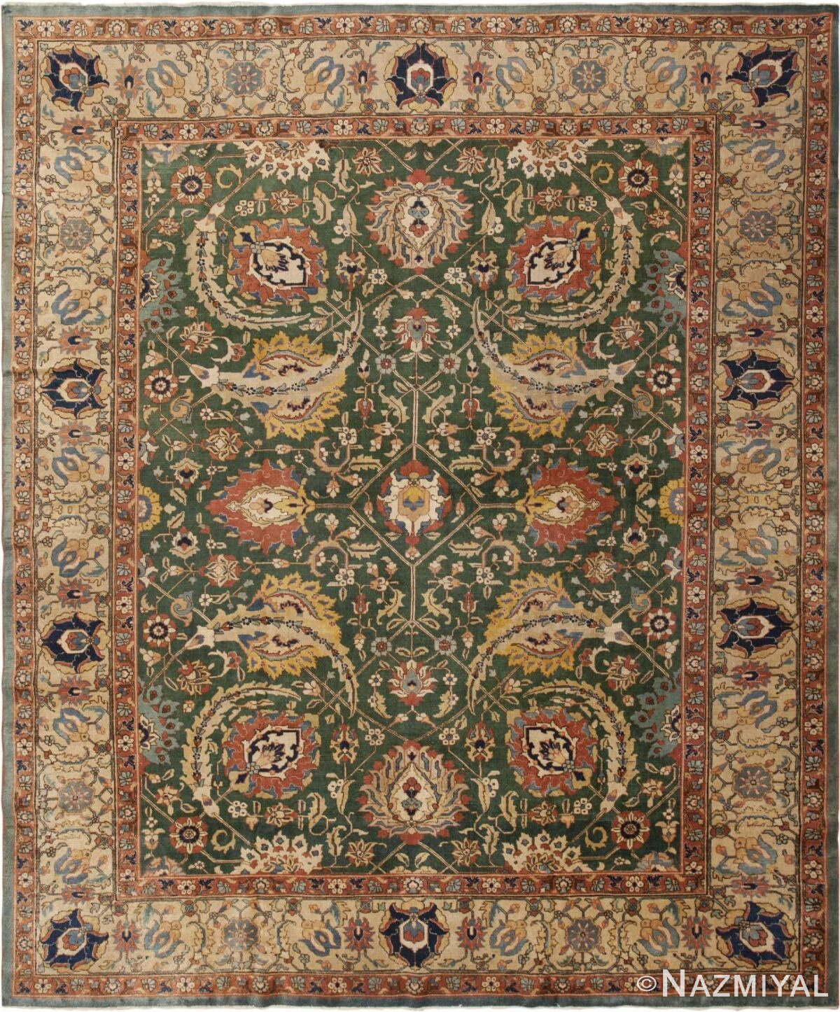 Green Antique Tabriz Persian Rug 46261 Nazmiyal Antique Rugs