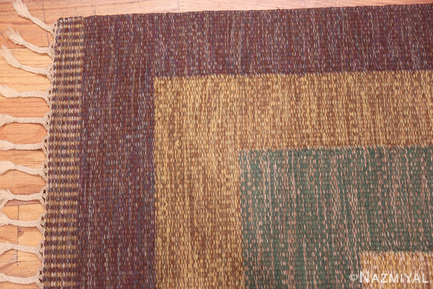flat woven vintage swedish kilim rug 46238 corner Nazmiyal