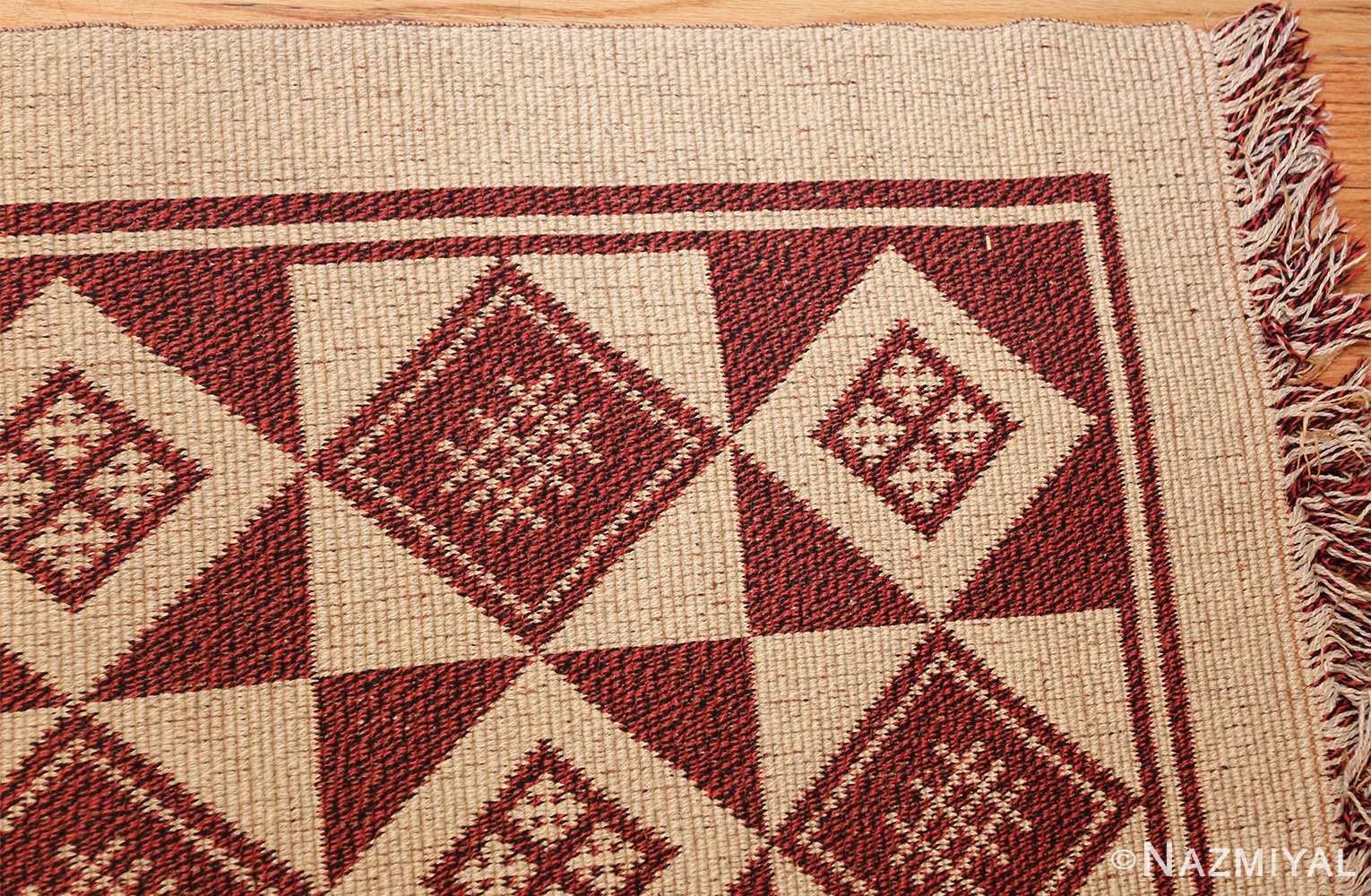 vintage swedish double sided kilim 46211 corner Nazmiyal