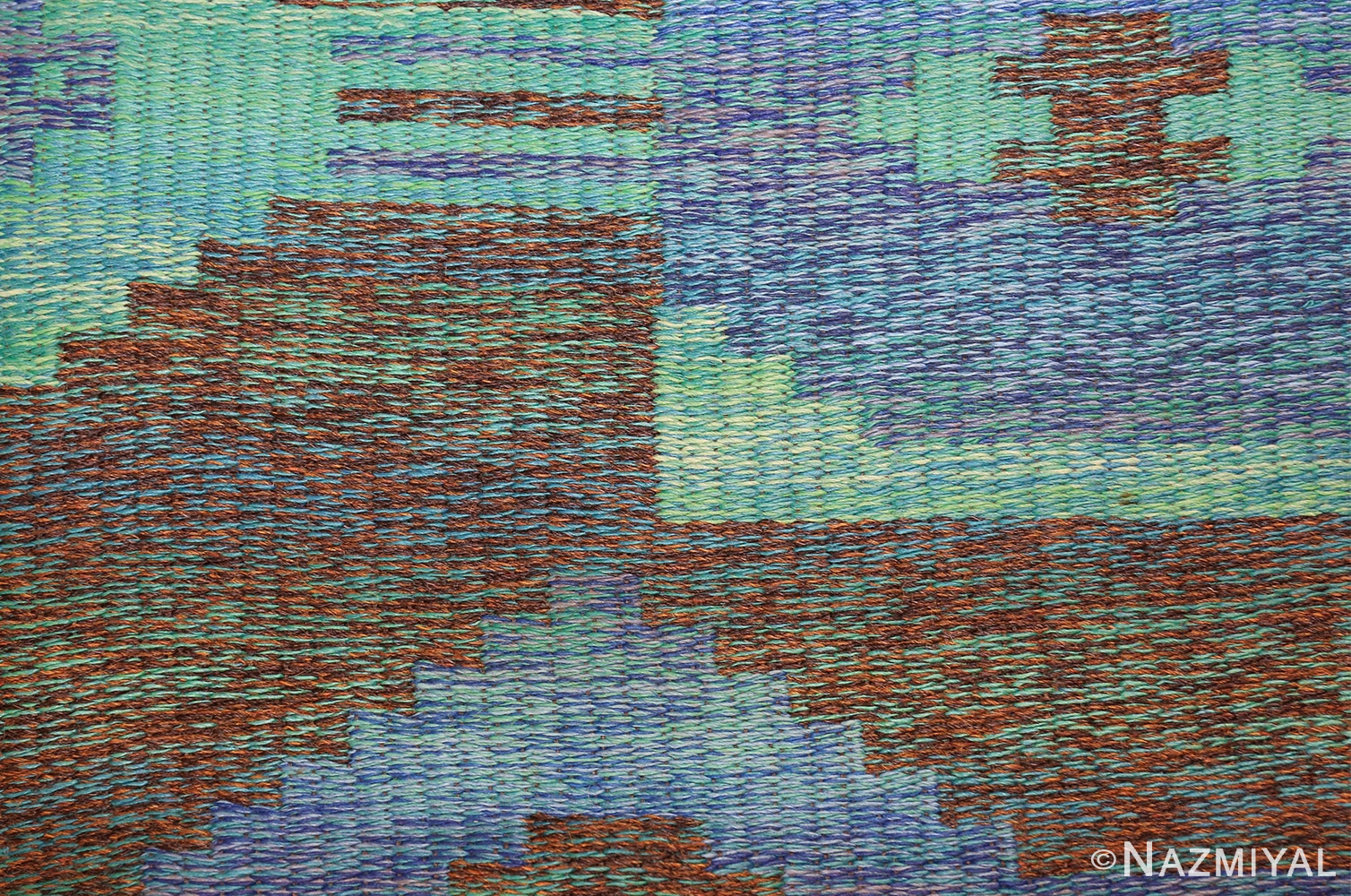 vintage swedish double sided rug 46212 colors Nazmiyal