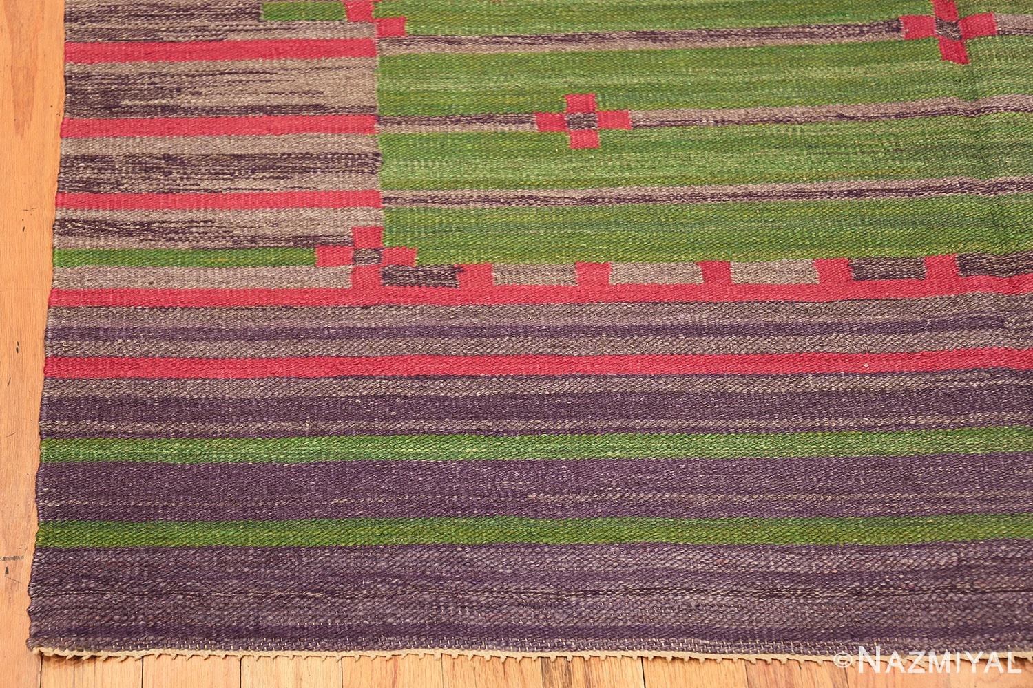 vintage swedish kilim 46203 corner Nazmiyal