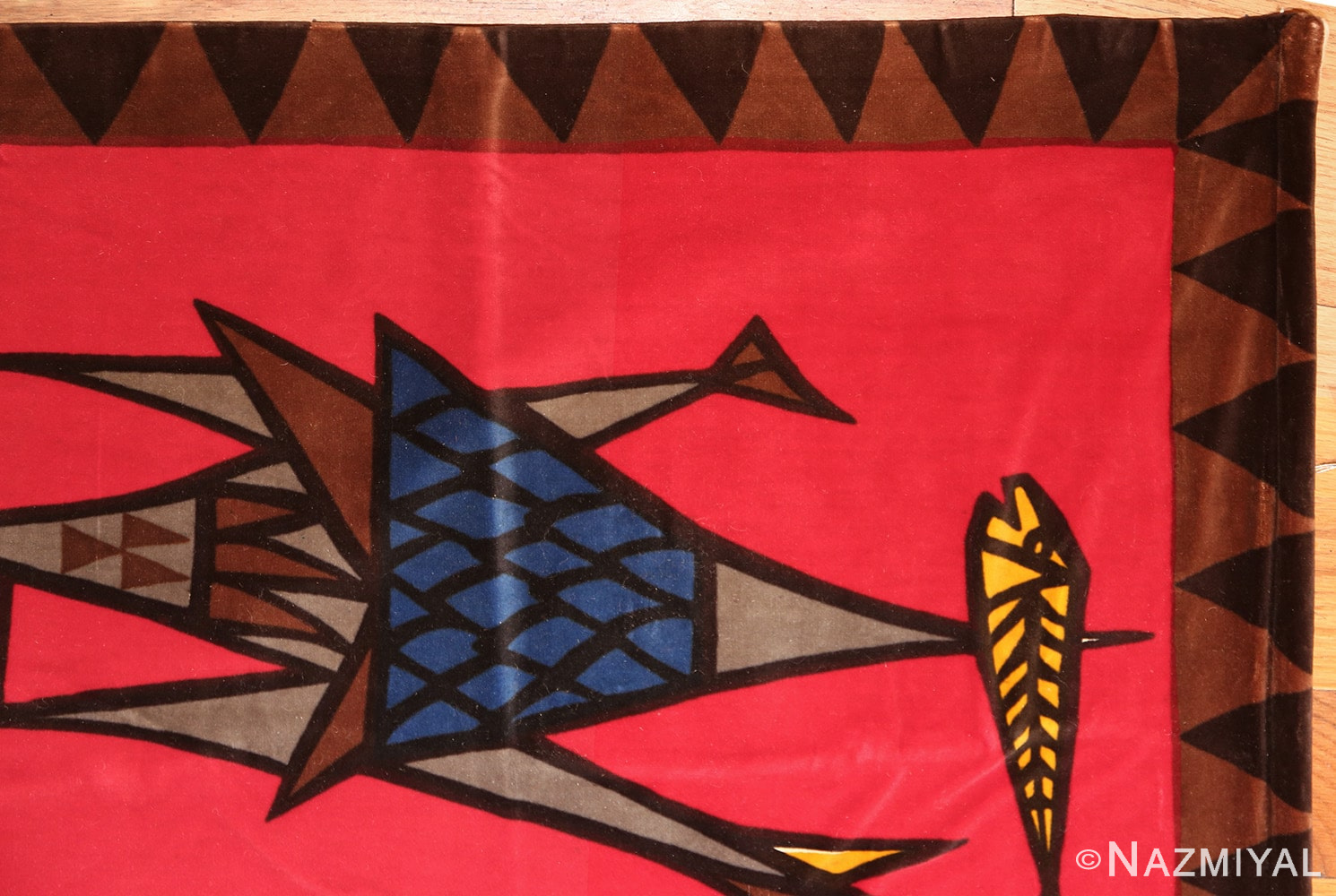 vintage velvet print scandinavian rug by stig lindberg 46237 corner Nazmiyal