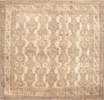Neutral Large Square Antique Turkish Oushak Area Rug #45112 by Nazmiyal Antique Rugs