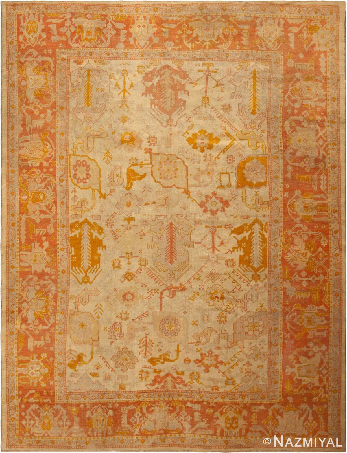 Antique Oushak Turkish Rug 46263 Detail/Large View