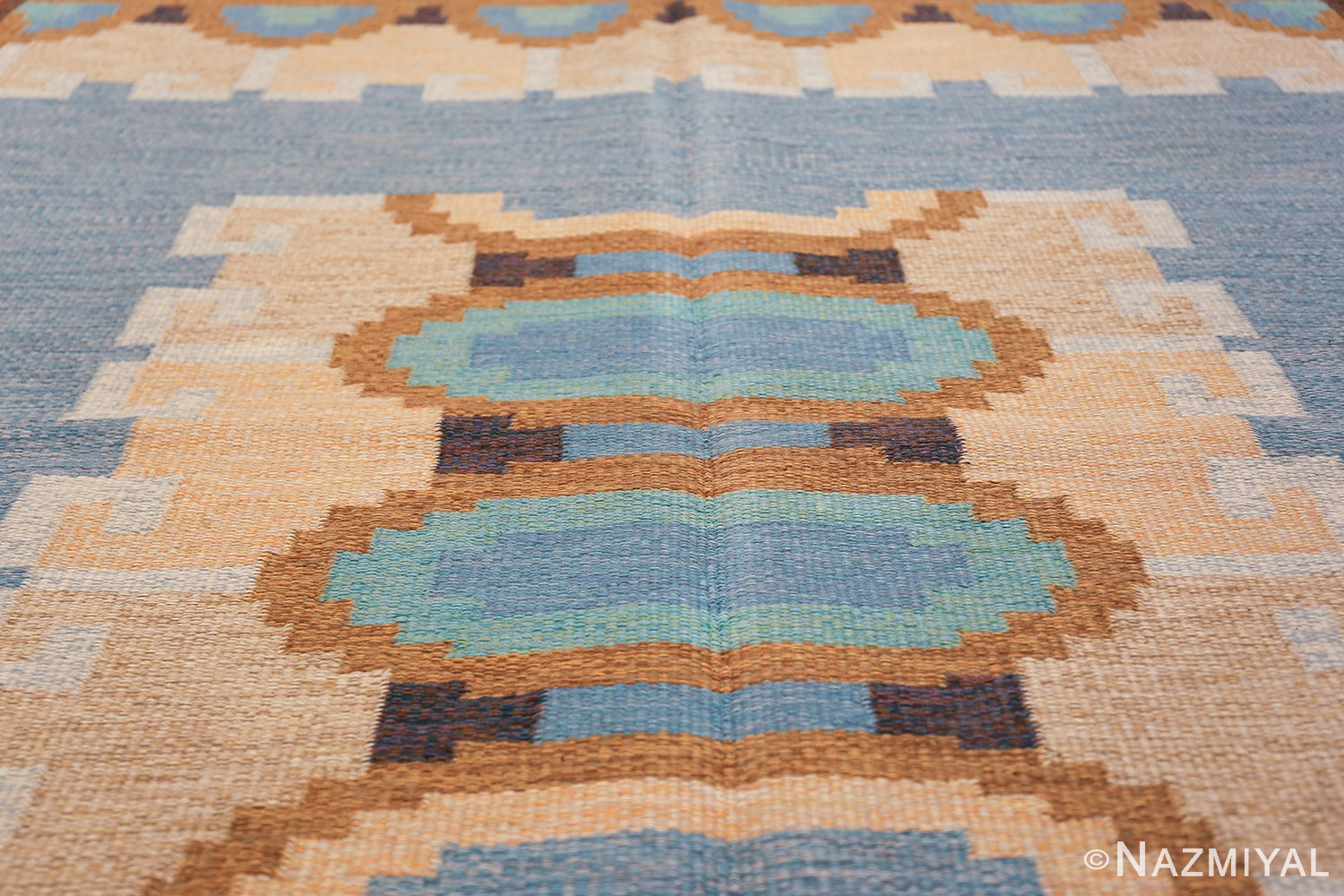 Vintage Swedish Kilim rug by Ingegerd Silow 46312 colorful geometric field Nazmiyal