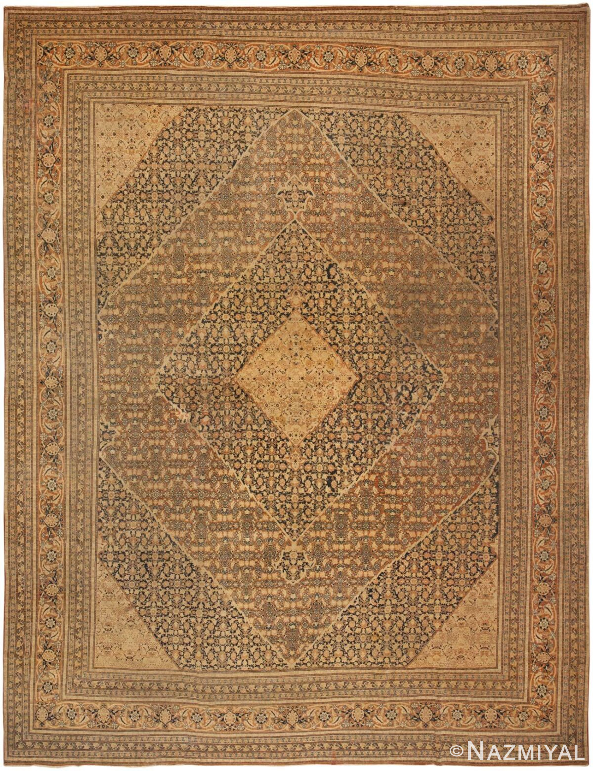 Antique Persian Tabriz Rug 46264 Nazmiyal Antique Rugs
