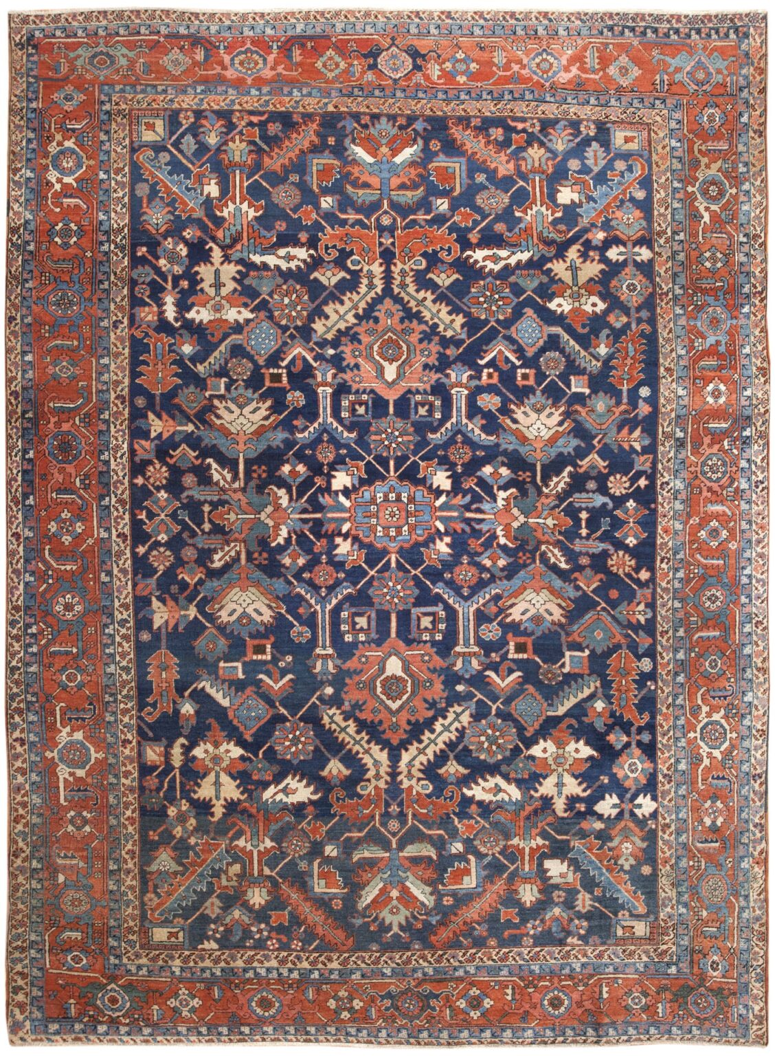 Antique Room Size Blue Persian Heriz Rug 46423 Nazmiyal Antique Rugs