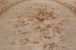 Large oversized ivory French Aubusson antique rug 46451 medallion flowers Nazmiyal