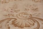 Large oversized ivory French Aubusson antique rug 46451 roses Nazmiyal
